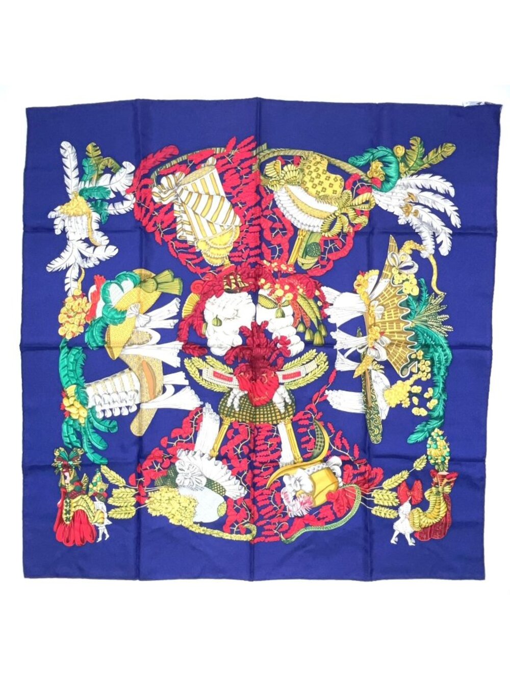 Hermes Carre 90 Chapeau Silk Navy Scarf